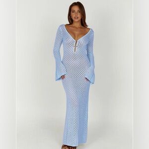 Commence Cover Up Long Sleeve Open Back Long Dress